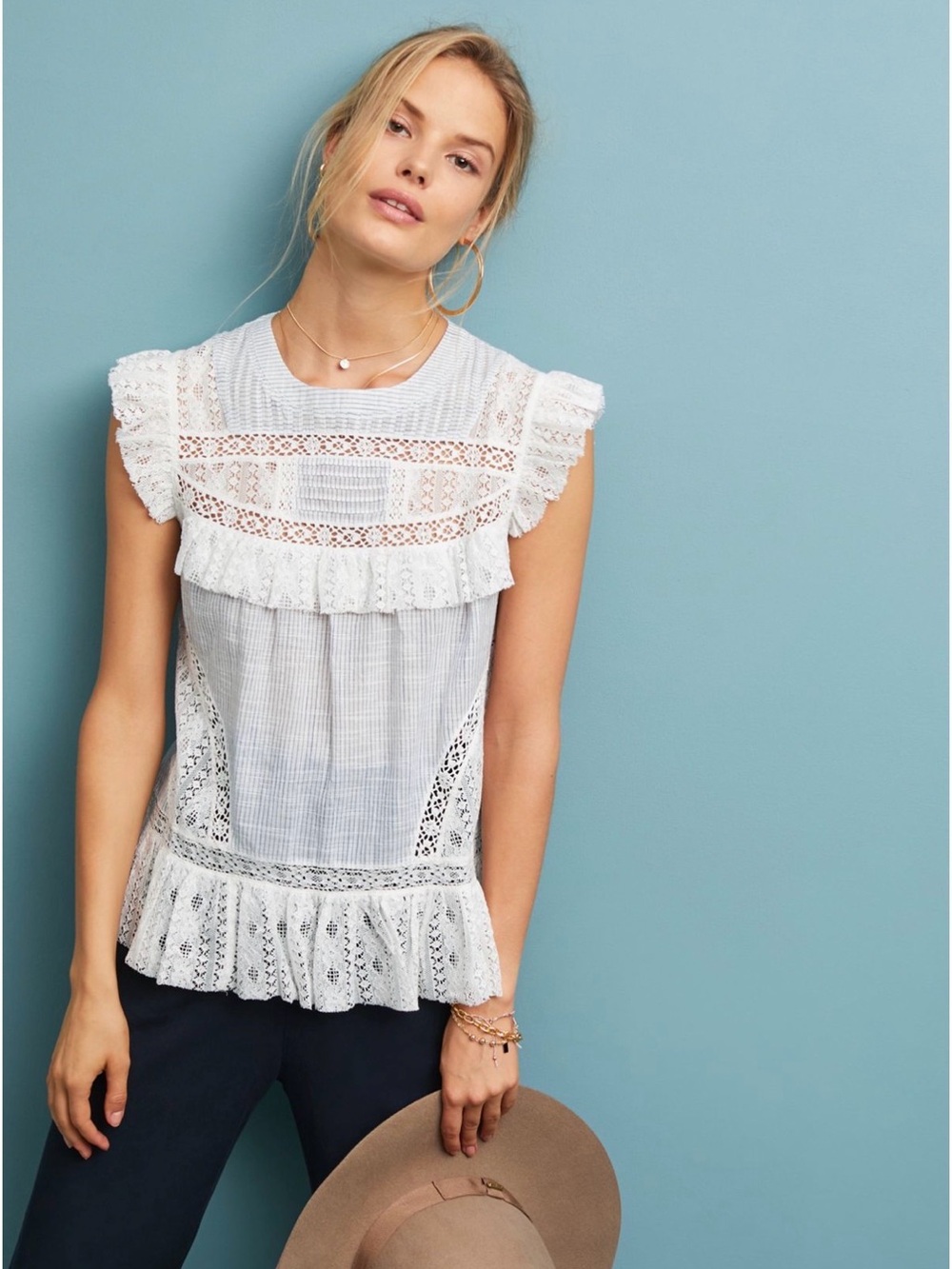 Anthropologie Maeve Frontier Lace Top Blouse Medium